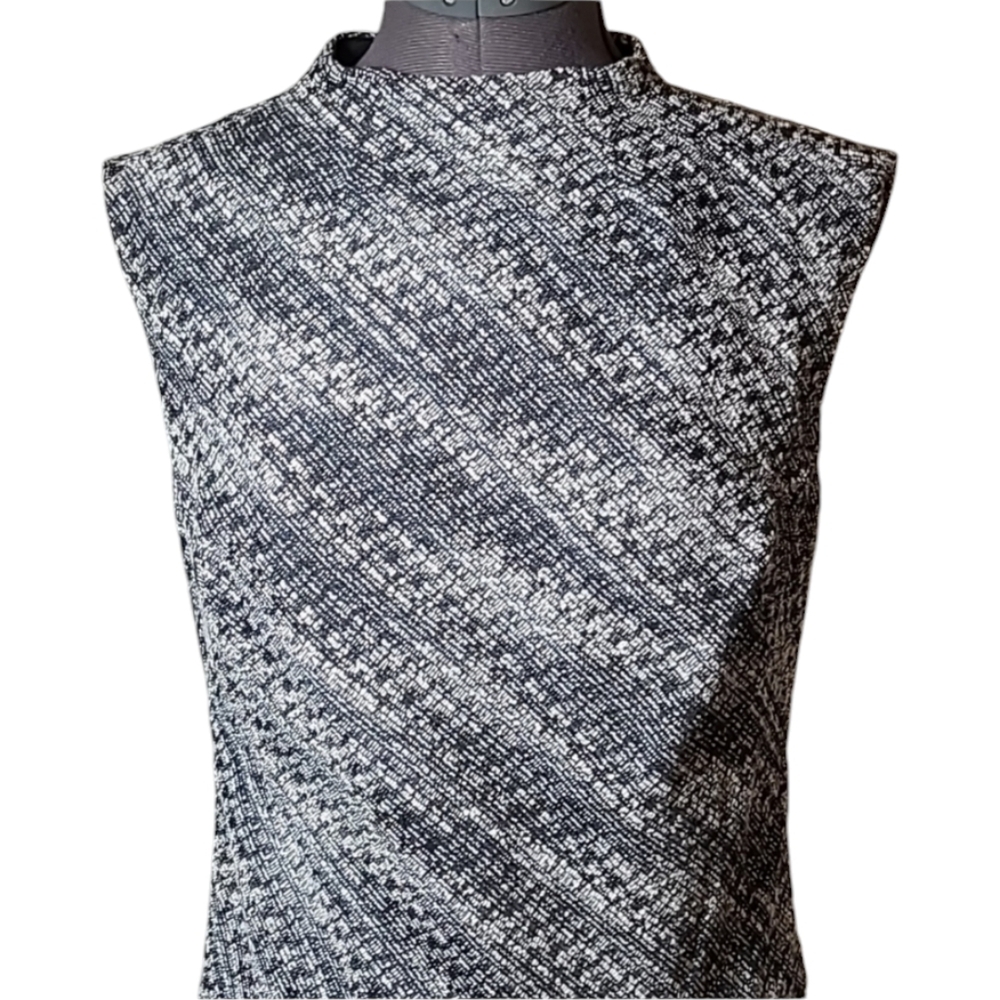 NWT Banana Republic Tweed Black White Asymmetrical Mock Neck Dark Academia - Picture 3 of 12